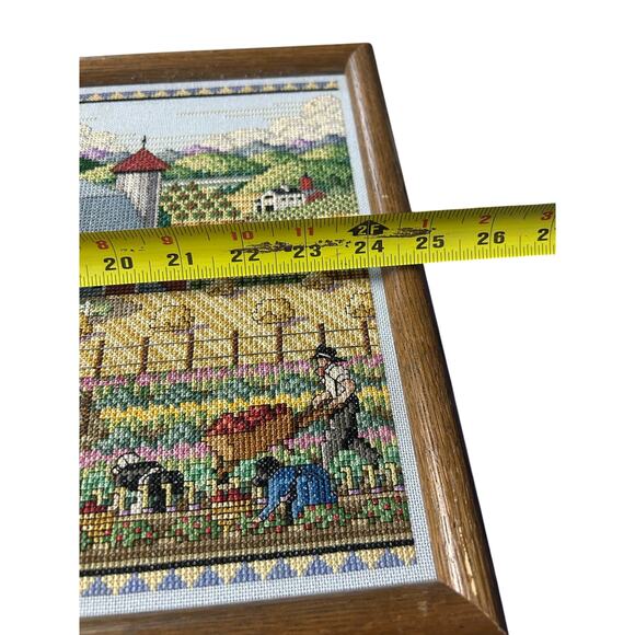 Stoltz Farm Needlepoint Amish Chickens Poultry Eggs Buggy Rooster House 1987 25” - Picture 2 of 7